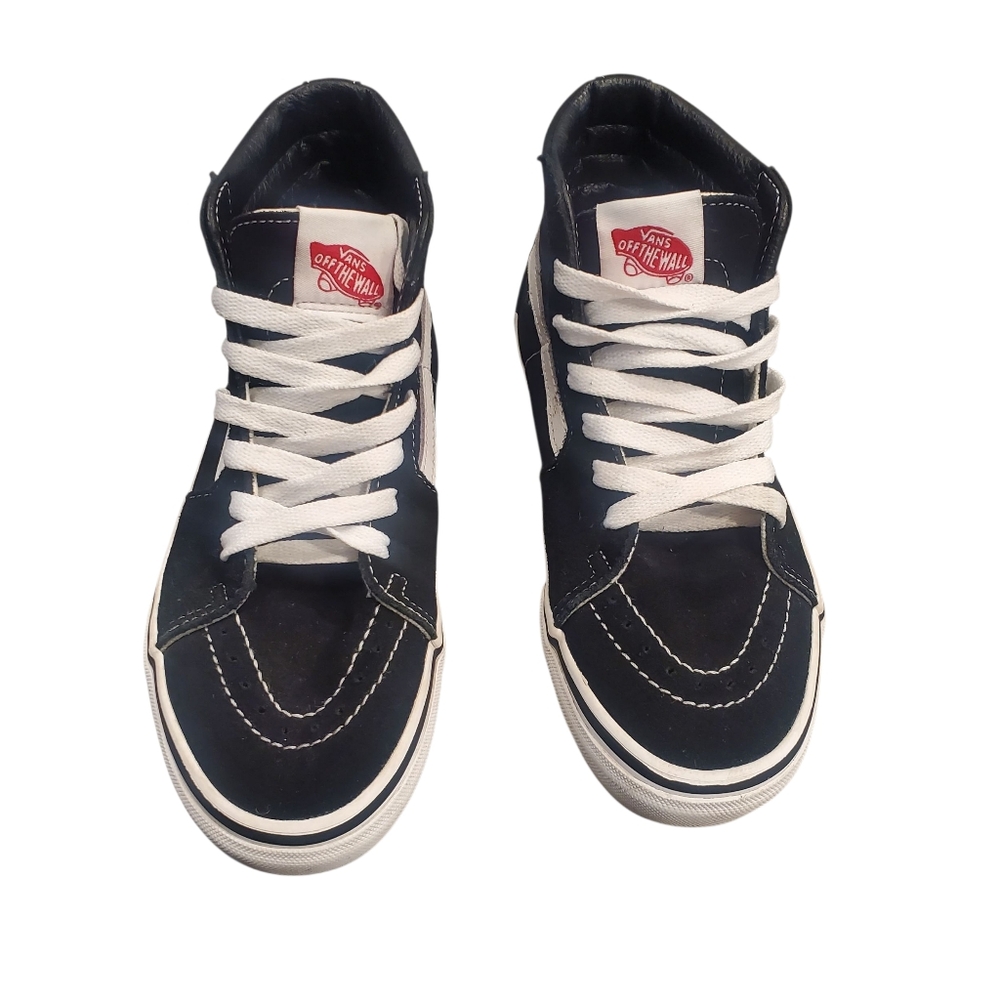 Vans Shoes Kids Size 3 Black Canvas Suede Lace-Up High Top Sneakers